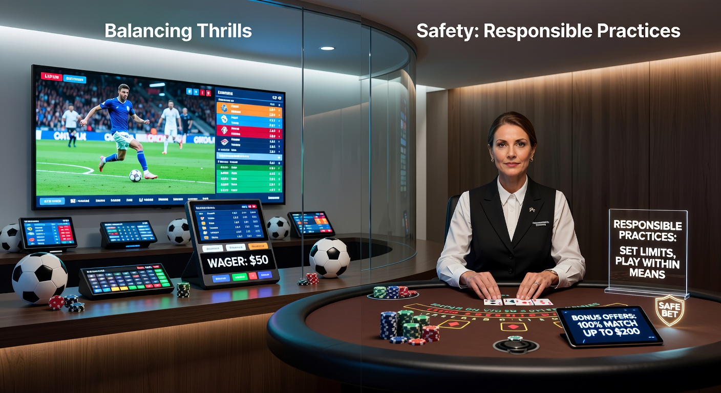 Speler analyseert voetbalweddenschap op mobiel met veiligheidslimieten zichtbaar op scherm