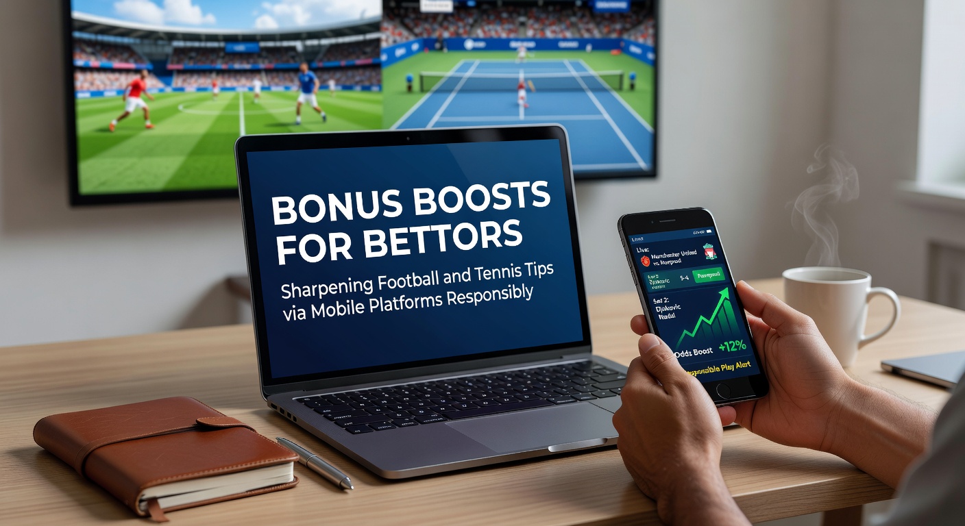 Mobiele app met voetbal- en tennisweddenschappen en bonusiconen op een smartphone-scherm