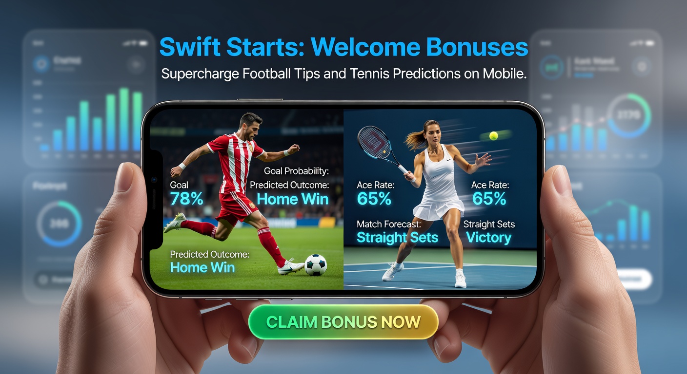 Tenniswedstrijd op mobiel scherm met actieve welkomstbonus en voorspellingstips